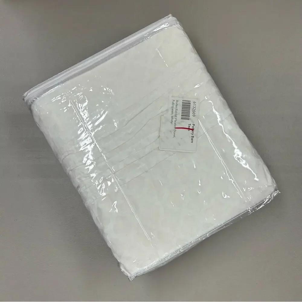 Roller Rabbit Pottery Barn White Pleated Diamond Duvet Cover Full / Queen NEW